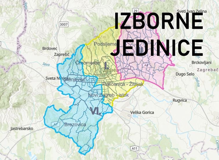 Izborne jedinice za izbor zastupnika u Hrvatski sabor na području Grada Zagreba